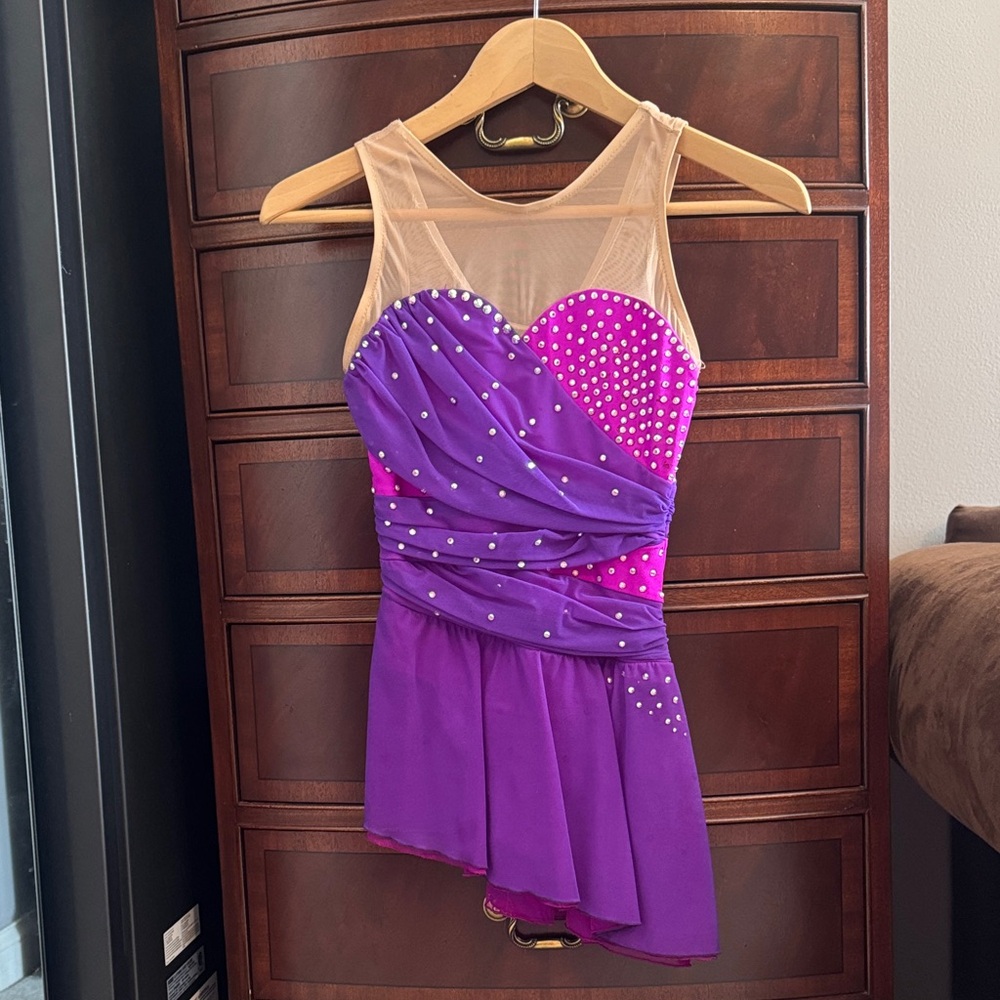 Purple and Pink Del Arbor Sleeveless Figure Skating Dress